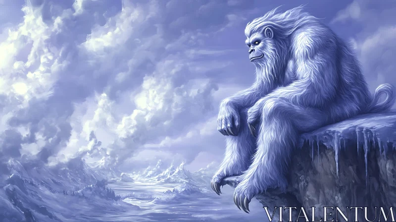 AI ART Pensive Yeti in a Winter Landscape