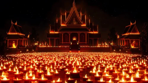 Candlelit Temple at Night