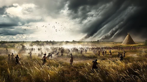 Epic Field Battle Under Stormy Skies