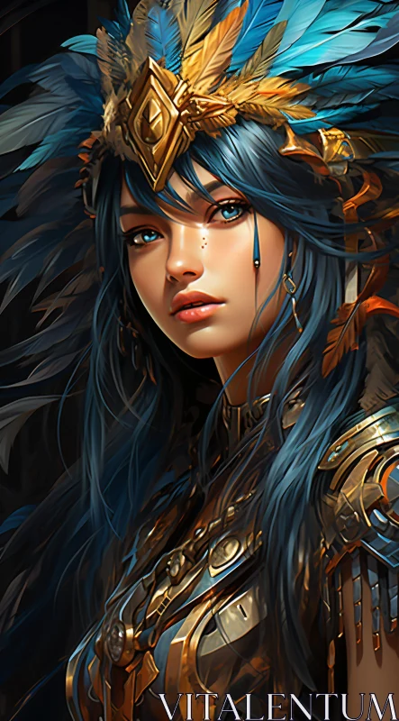 AI ART Portrait of a Woman with Golden Armor