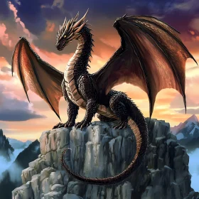 Fantasy Dragon on Mountain Top