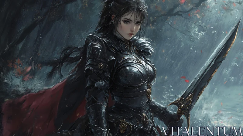 AI ART Female Warrior in Forest