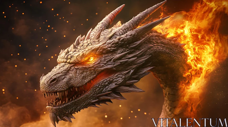 AI ART Dragon's Fury: A Fiery Portrait