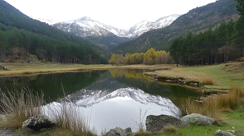 Autumn Lake with Mountain Reflections
