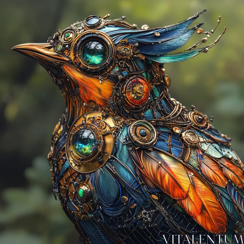 Clockwork Avian: A Steampunk Bird Creation AI Image