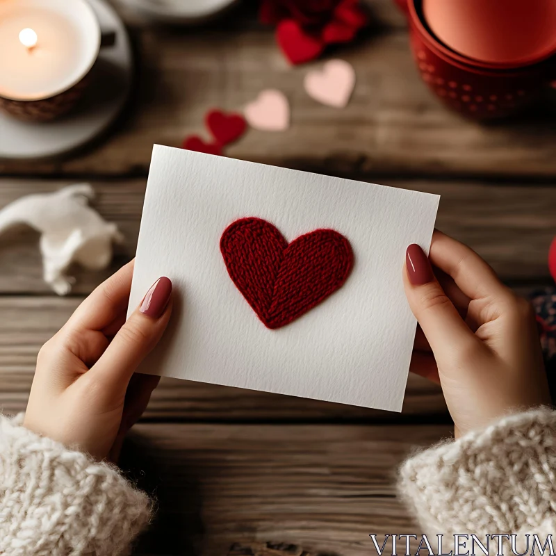 AI ART Knitted Heart Card