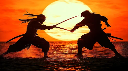 Warriors Clash Under Setting Sun