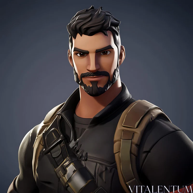 Stylized Male Character Portrait AI Image