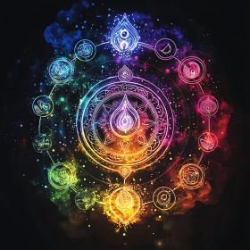 Cosmic Mandala with Spiritual Symbols