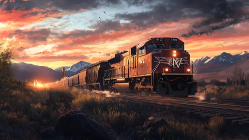 Locomotive at Sunset