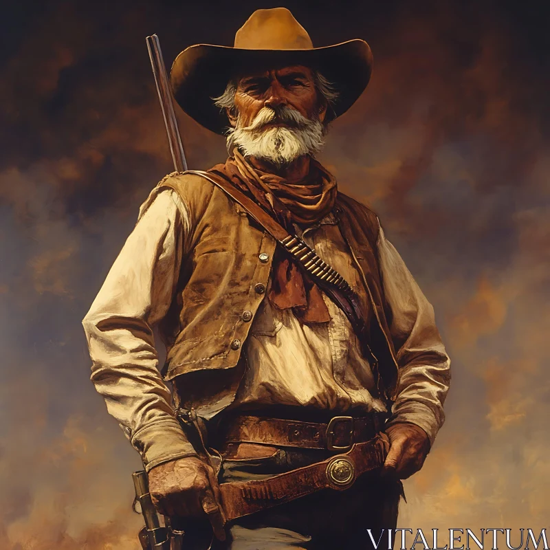 AI ART Vintage Cowboy with Rifle