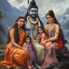 Family Togetherness Deity Mountain Scene