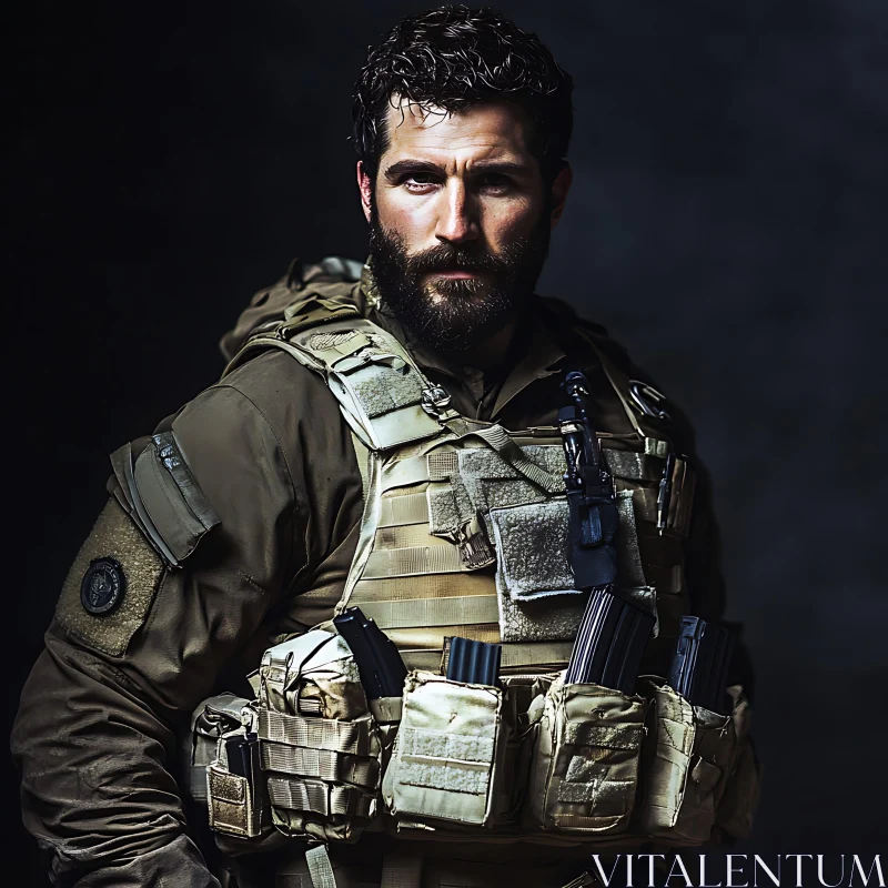 Bearded Man in Military Uniform AI Image