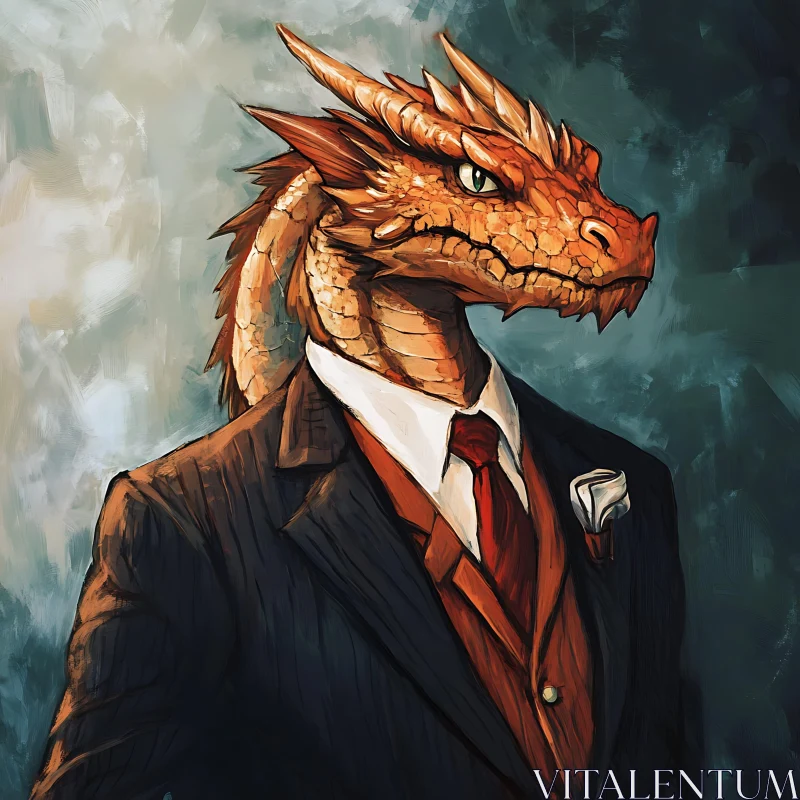 AI ART Sophisticated Dragon: A Formal Portrait