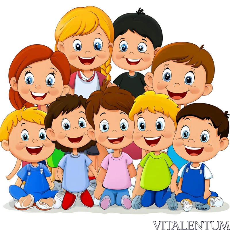 AI ART Smiling Children Cartoon Character Collection