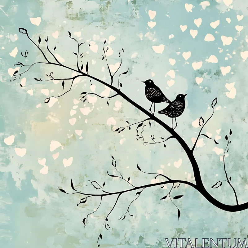 AI ART Love Birds on a Heart Tree