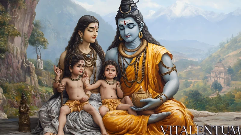 Hindu Deity with Family: A Cultural Icon AI Image