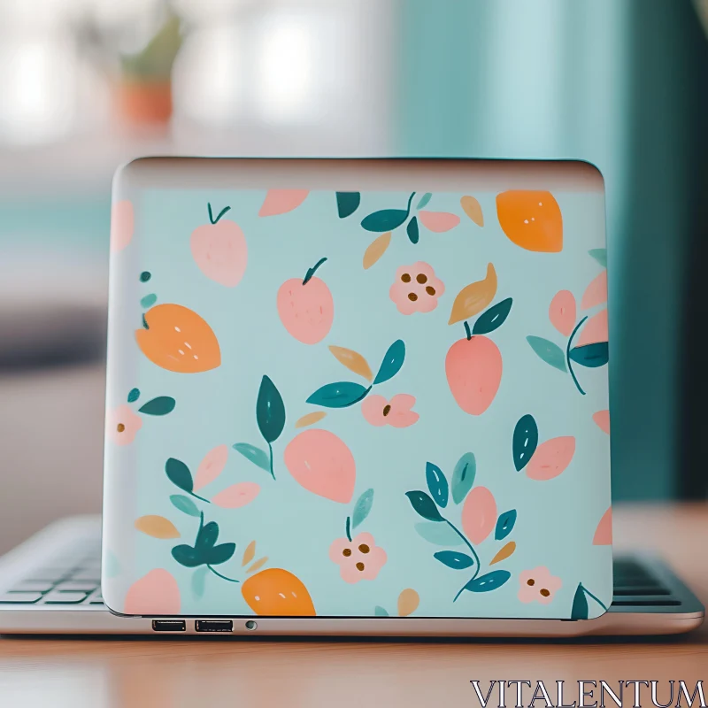 AI ART Colorful Floral Pattern on Laptop Cover