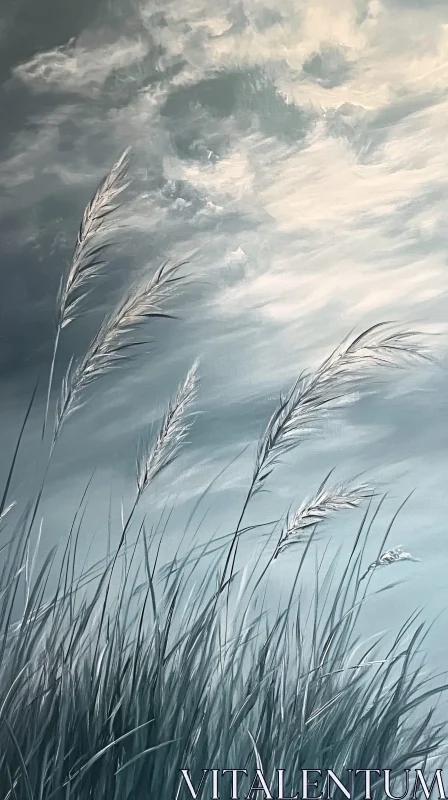 AI ART Peaceful Scene of Grasses in the Wind