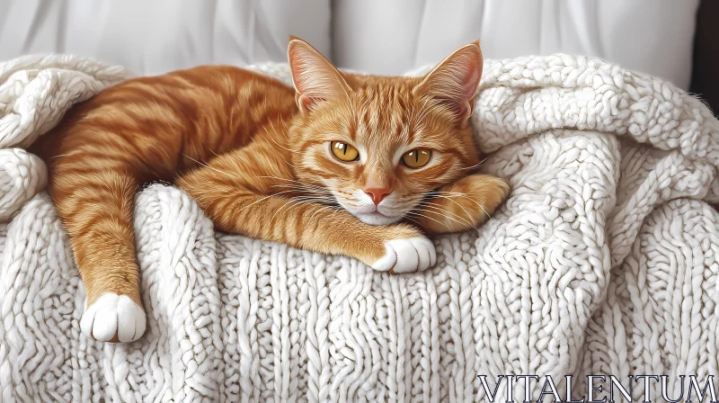 Relaxed Ginger Cat Portrait AI Image