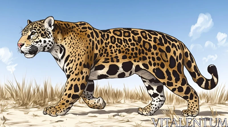 Elegant Jaguar Strolling AI Image