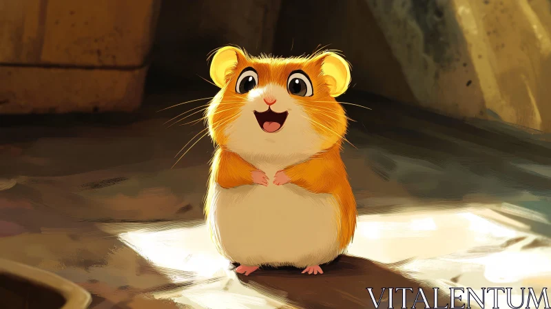 Adorable Hamster Illustration AI Image