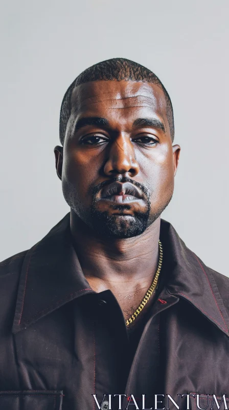 Kanye West in Stylish Brown Shirt and Gold Chain AI Image