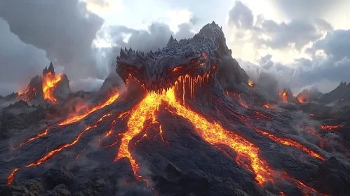 Volcanic Dragon Mountain: A Landscape Ablaze