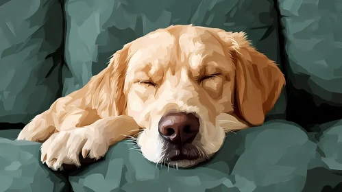 Calm Dog Resting on Couch