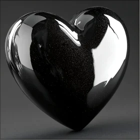 Glossy Black Heart Still Life