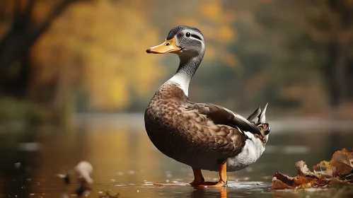 Duck in Shallow Water Serenity