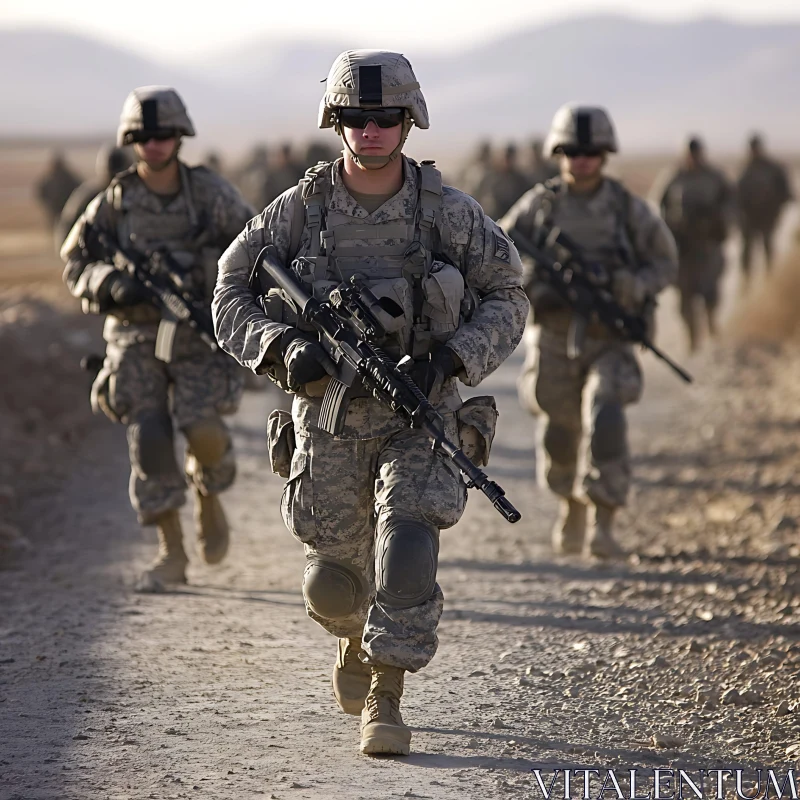 AI ART Army Soldiers Marching in Desert