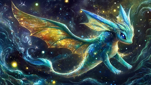 Cosmic Dragon with Shimmering Wings