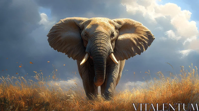 Elephant Strolling Through Nature AI Image