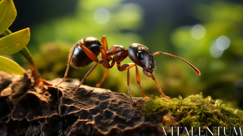 Ant on Bark: A Photorealistic Triumph in Ultraviolet Photography AI Image
