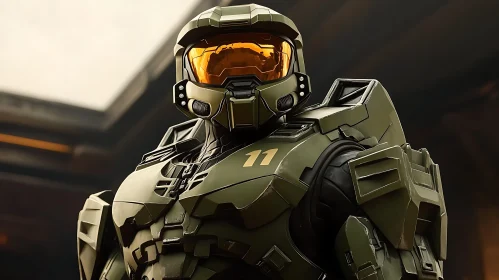 Heroic Cyborg in Combat Armor