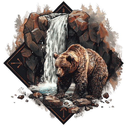 Bear Amidst Nature - A Digital Art Masterpiece POD Design