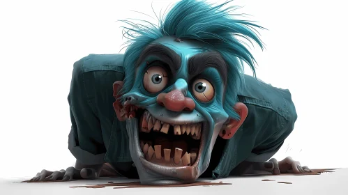 Blue-skinned Zombie: A Darkly Humorous Digital Painting