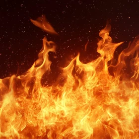 Fiery Flames and Sparks in Dark