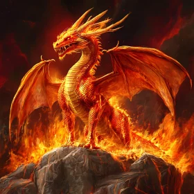 Dragon in Flames: A Fantasy Scene