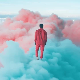Surreal Cloudscape with Man