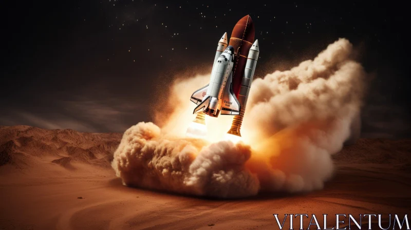 Captivating 3D Rendering of a Space Shuttle Launch | Technology Art AI Image