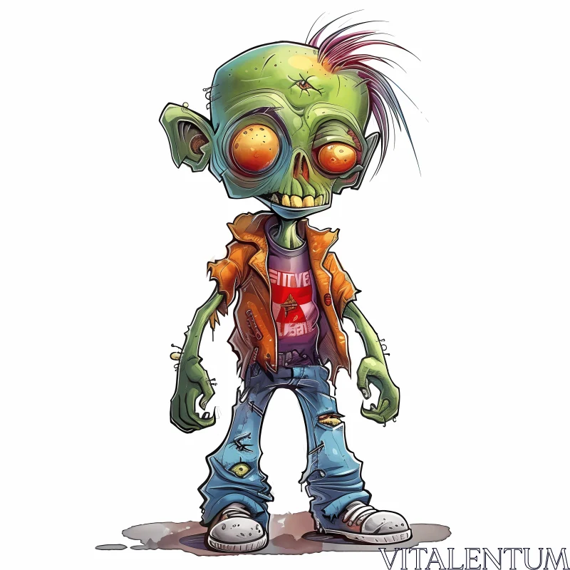 AI ART Cartoon Zombie in Casual Outfit
