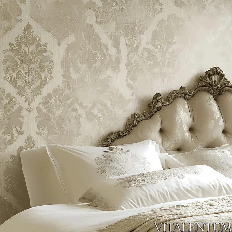 Luxurious Bedroom with Tufted Headboard AI Image