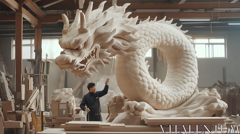 AI ART Hand-Carved Dragon Art Piece