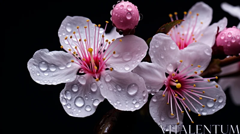 Macro Photography: Water Droplets on Blossoms AI Image