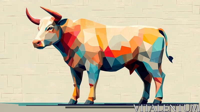 Colorful Geometric Bull AI Image