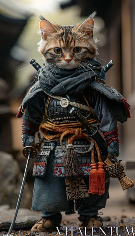 AI ART Armored Cat: A Samurai's Feline Spirit