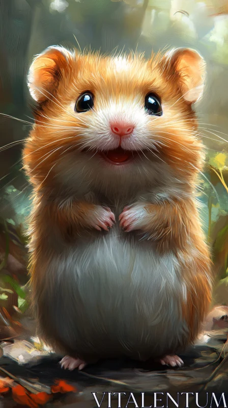 Adorable Furry Hamster in Nature AI Image