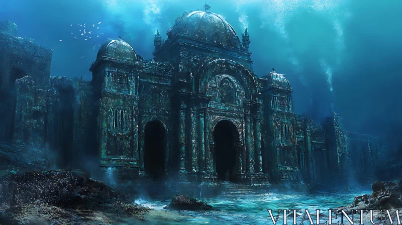 Submerged Ruins of an Ancient City AI Image